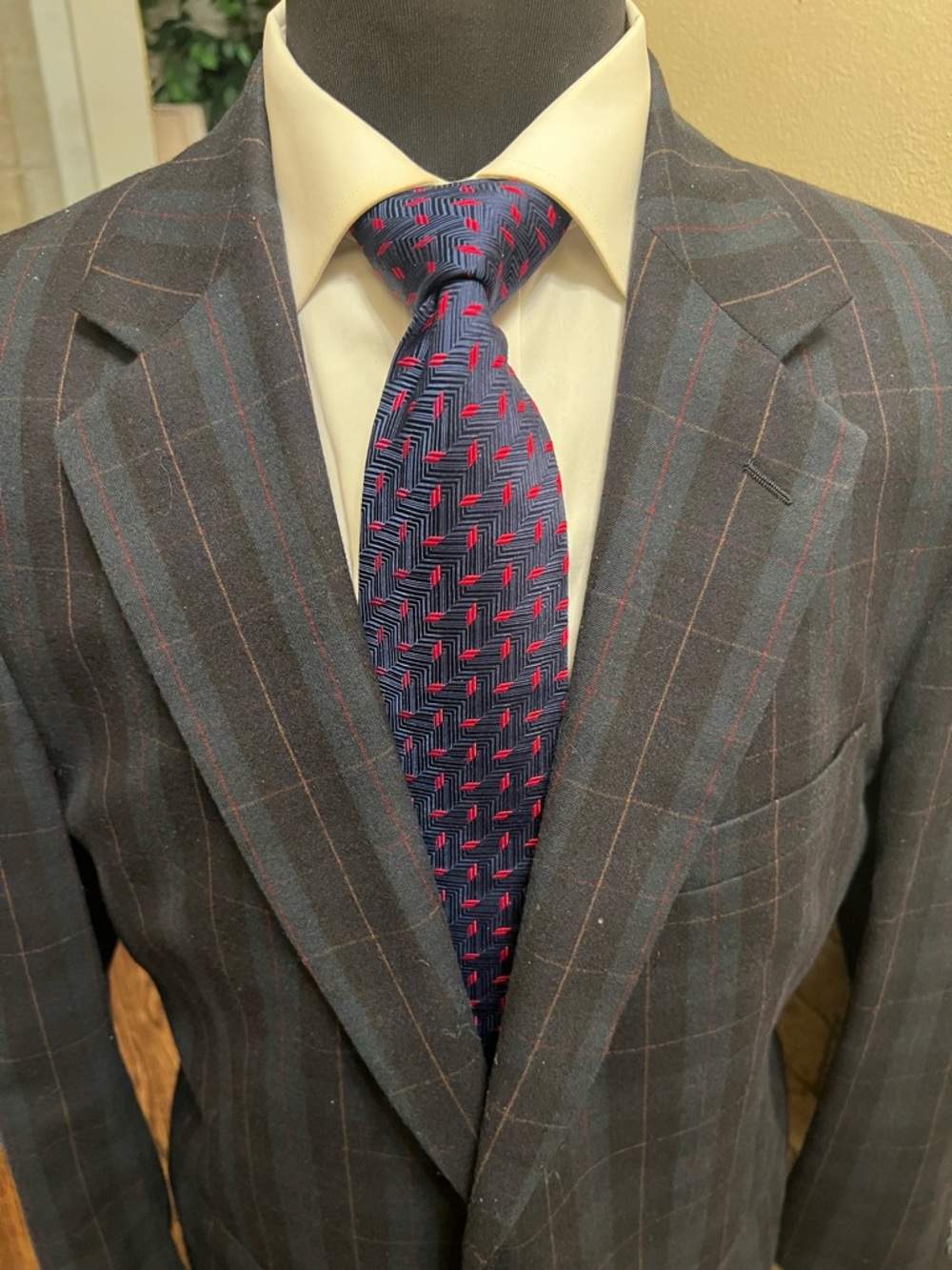 Jos A Bank Tartan Plaid Sport Coat Blazer Jacket Wool Blue’ Men 42R - Picture 4 of 14